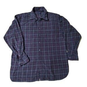 Vtg Gap Men's XL Shirt Gray Plaid Flannel Heavyweight 100% Cotton Outdoor Cozy